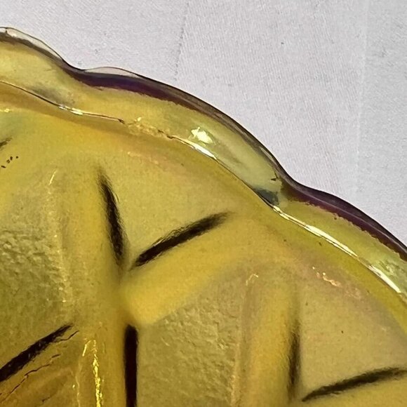 VTG MARIGOLD CARNIVAL GLASS LONG OVAL DISH IRIDESCENT GOLD AMBER Read Descriptio - Picture 7 of 9